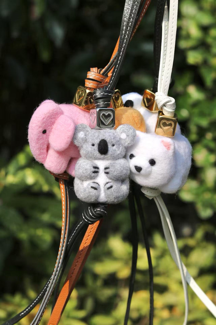 Ready to ship handmade wool felt animal Charms  koala & panda & elephant
