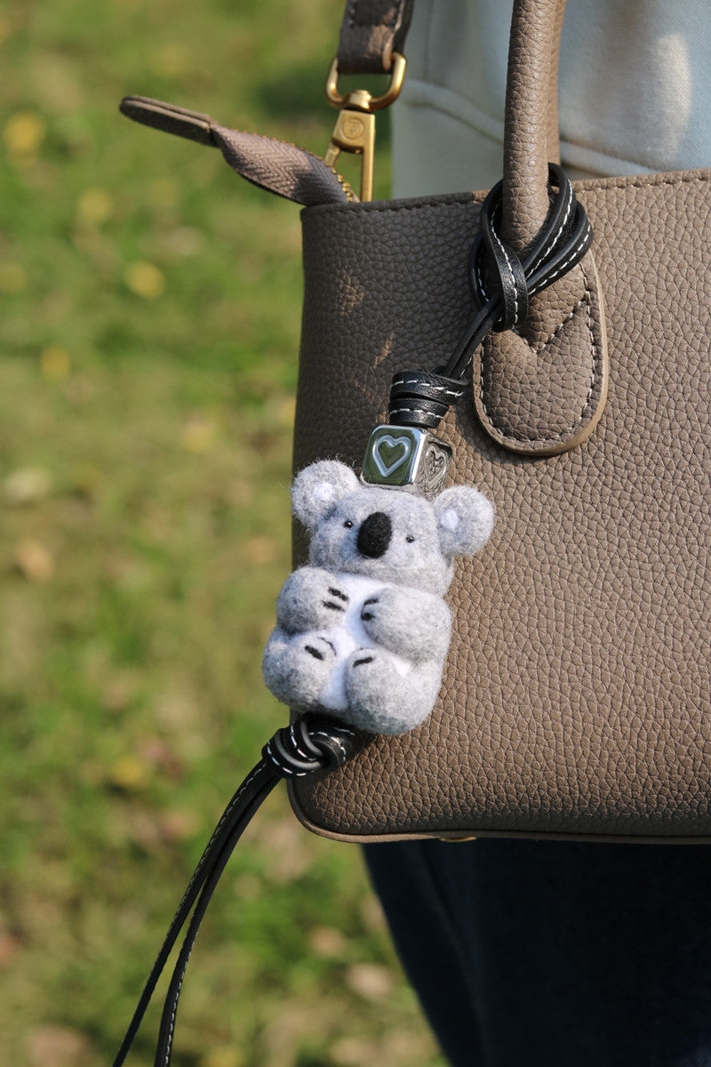 Ready to ship handmade wool felt animal Charms  koala & panda & elephant