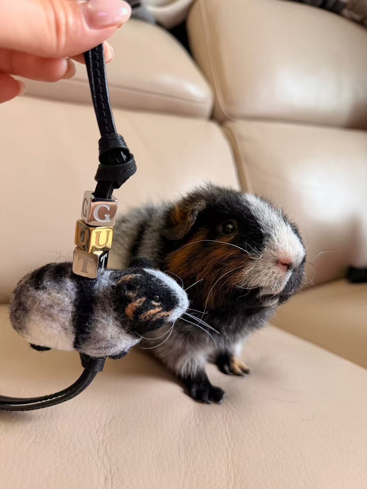 Custom mouse ornament with real pet photo comparison