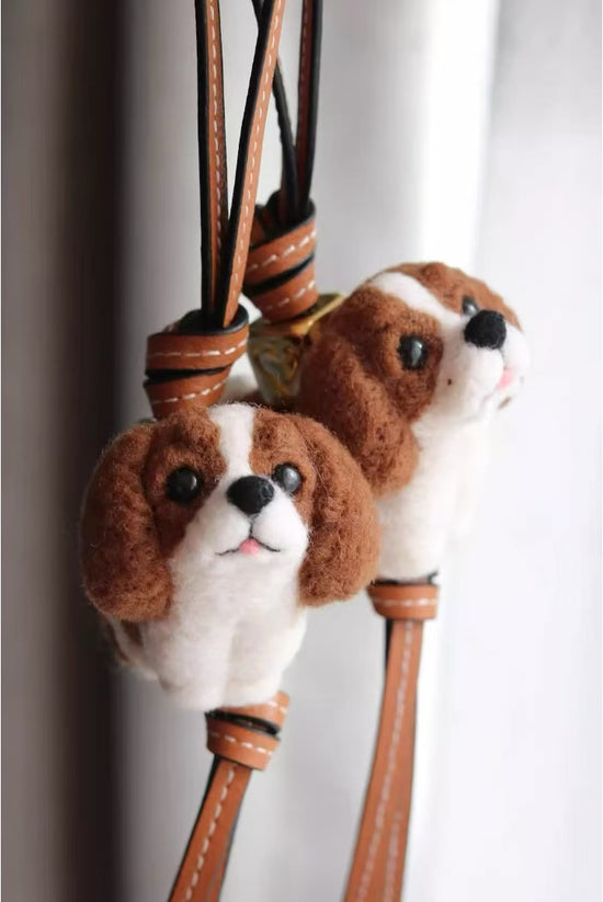 Custom King Charles Spaniel felt dog charm handmade from wool