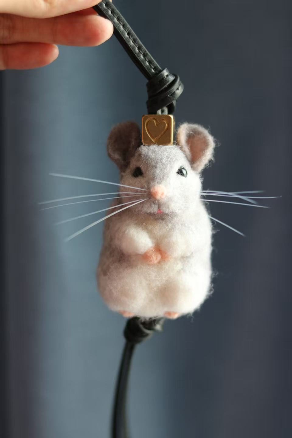 Custom mouse ornament felt mouse pet charm handmade from natural wool