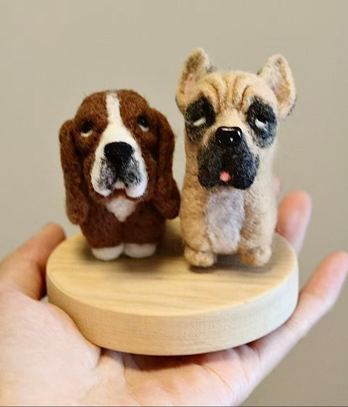 Handmade Chibi Style Bulldog needle-felted  Fashion Pet Charm