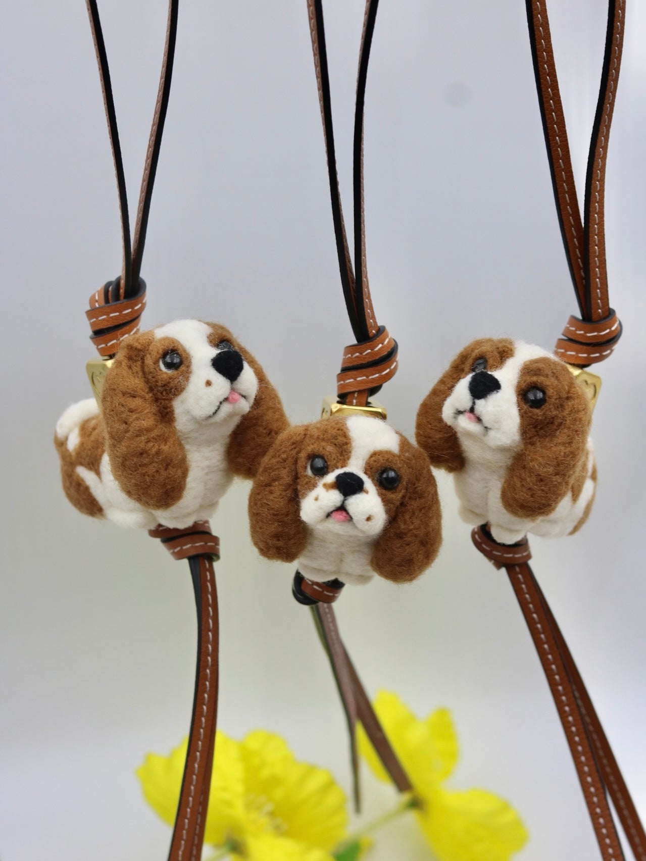 Personalised wool pet charm - King Charles Spaniel face detail
