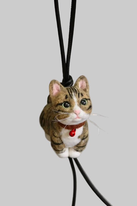 Custom felt cat ornament handmade from natural wool