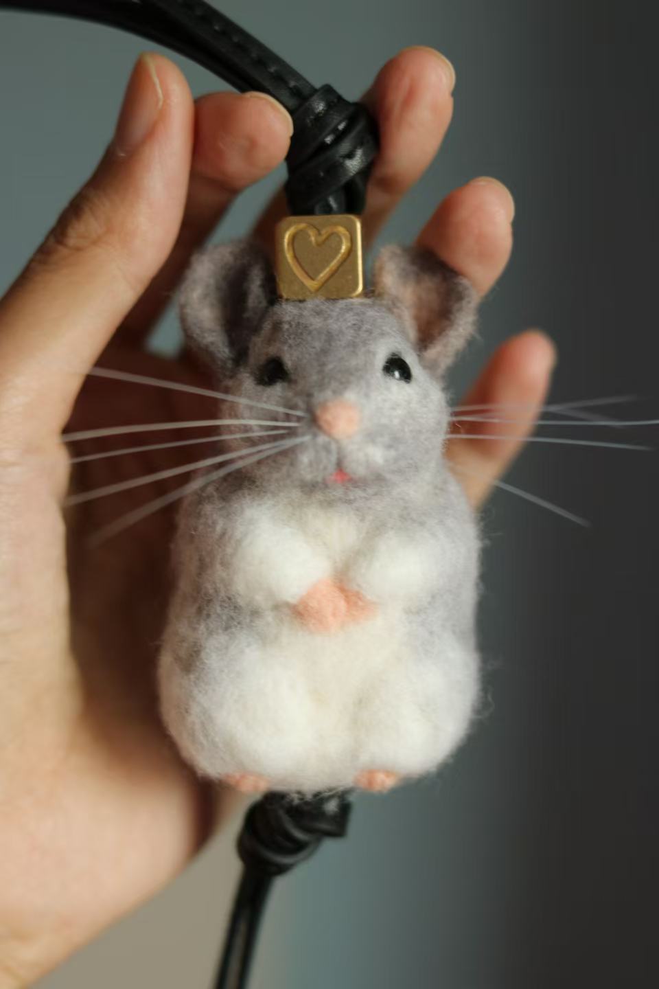Custom mouse ornament felt mouse pet charm handmade from natural wool