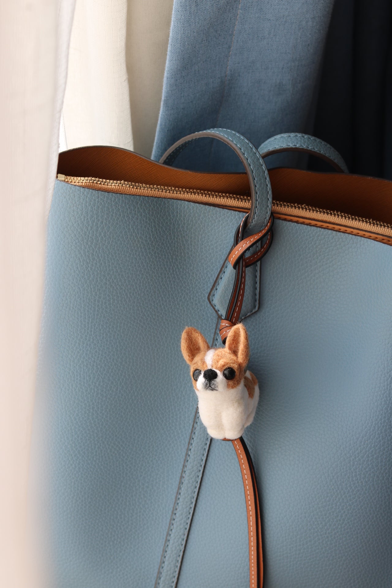 Custom Felt Bag Charm Dog & Personalised Wool Pet Charm for Chi-chi
