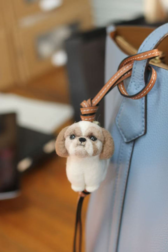 Custom Pet Charm – Handmade Wool Felt Dog Portrait