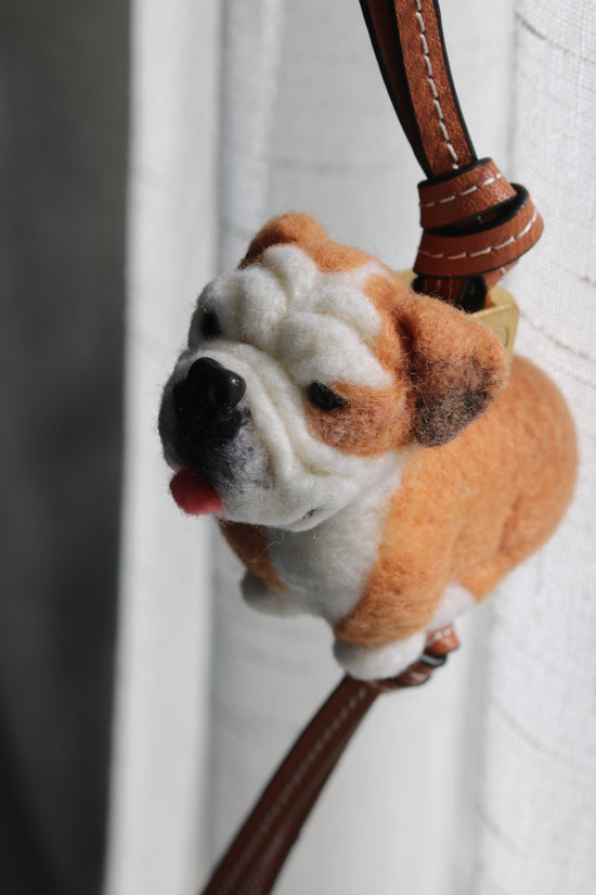 Handmade Chibi Style Bulldog needle-felted  Fashion Pet Charm
