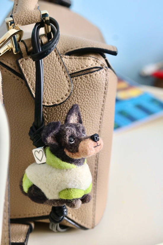 Custom Pet Charm – Handmade Wool Felt Dog Portrait