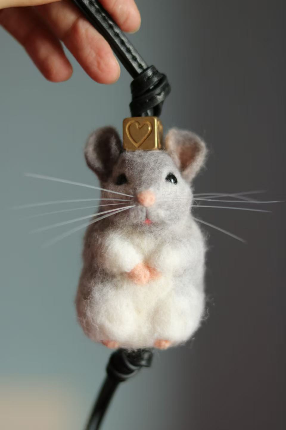 Custom mouse ornament felt mouse pet charm handmade from natural wool
