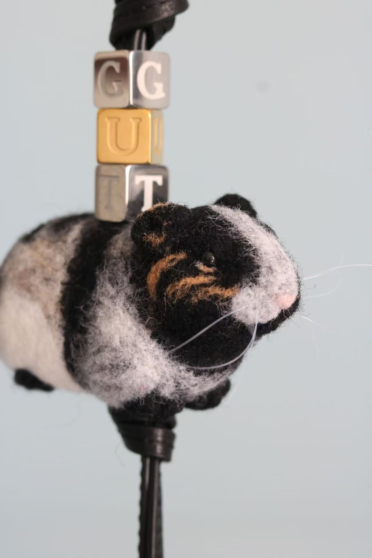 Felt mouse pet charm - custom mouse ornament face detail with whiskers and ears
