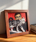Custom pet portrait by pet portrait artist - handmade wool felt cat face