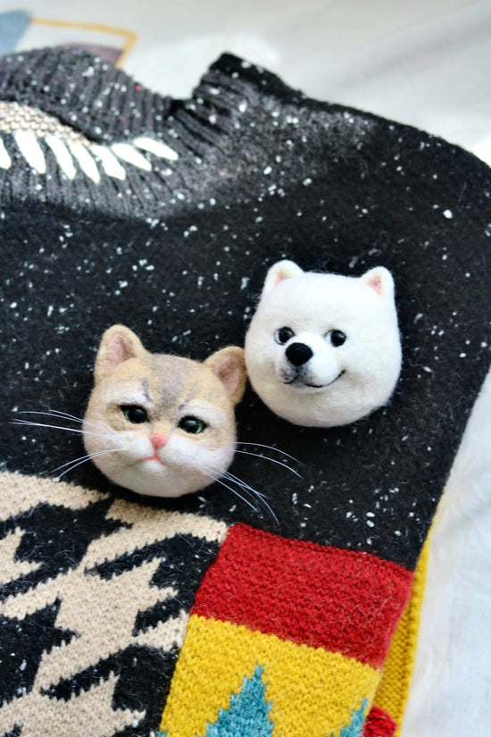 Custom Miniature Wool-Felted Pet Pin | Wedding Brooch